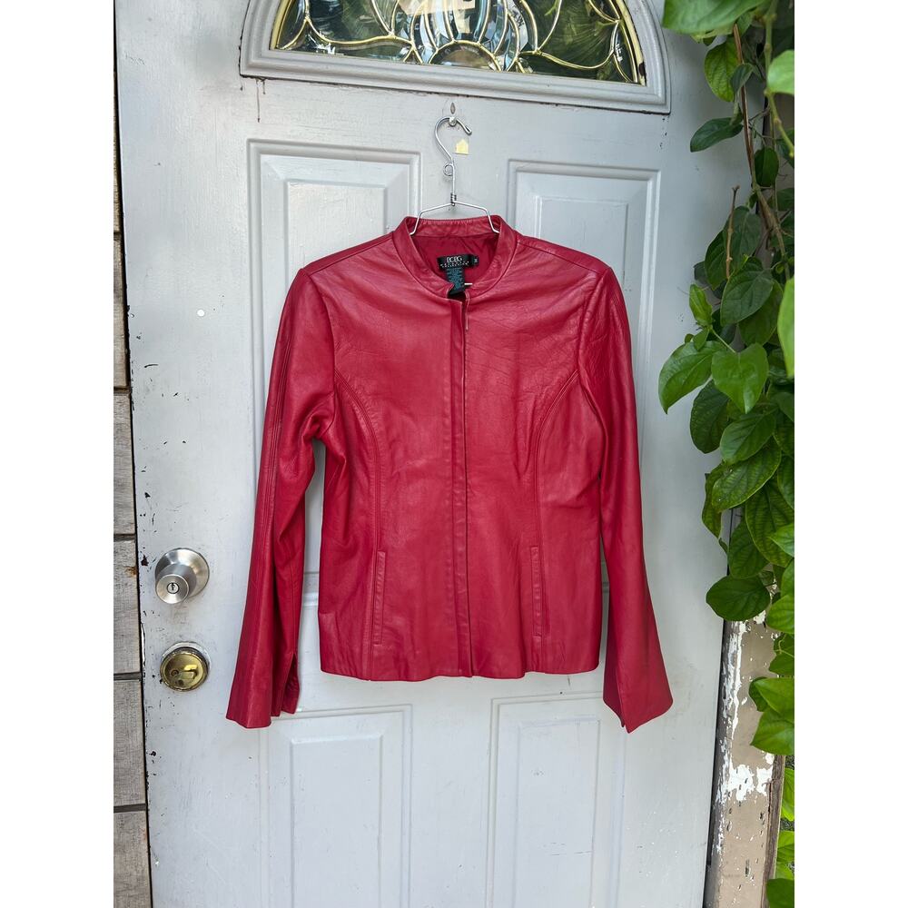 Bcbg tight fitting leather jacket